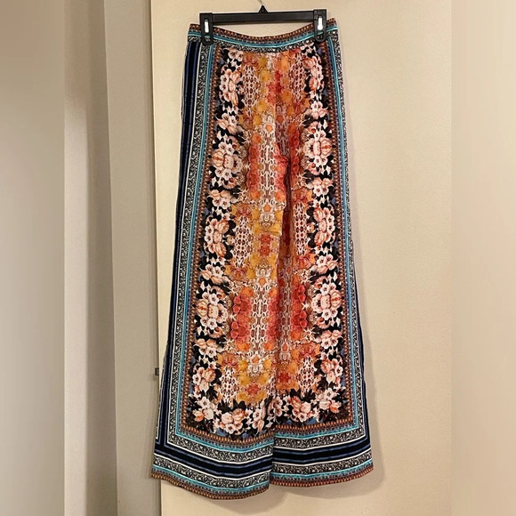 RANNA GILL by ANTHROPOLOGIE Samaire Wide Leg Pants in Blue Motif - Picture 6 of 10